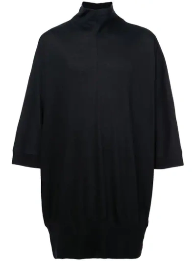 Nude Roll Neck Loose Fit Shirt - Black