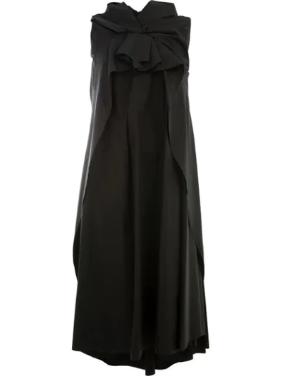 Aganovich Oversized Knot Detail Dress In Black