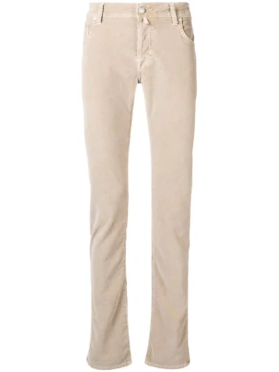 Jacob Cohen Corduroy Straight Trousers In Neutrals