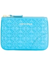 Comme Des Garçons Embossed Flowers Coin Purse In Blue