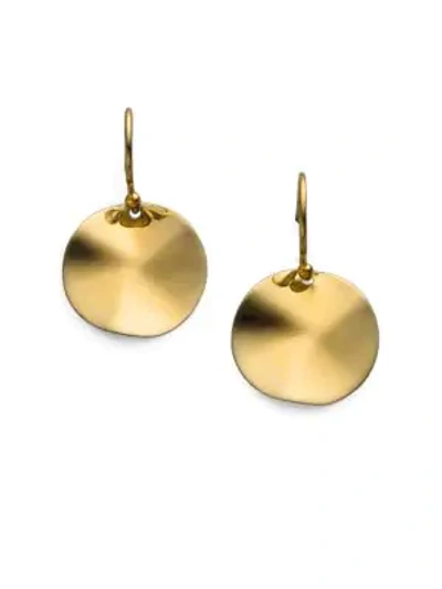 Ippolita Glamazon Sculptural Metal 18k Yellow Gold Mini Wavy Disc Drop Earrings