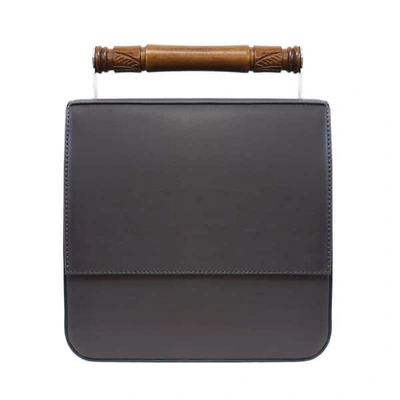 Aevha London Helve Crossbody In Charcoal With Wooden Handle