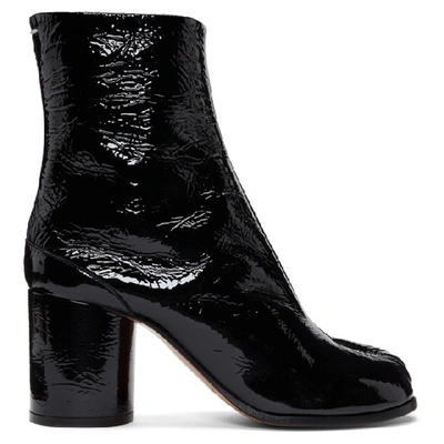 Maison Margiela Tabi Split-toe Patent-leather Ankle Boots In Black