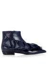 Jw Anderson Ruffled Leather Ankle Boots In Navy