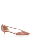 Francesco Russo Point-toe Patent-leather Pumps In Nude
