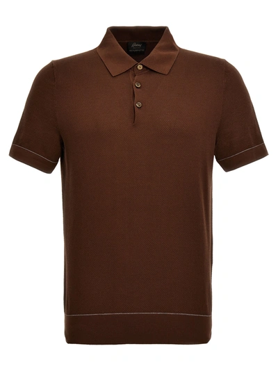 Brioni Textured Shirt Polo In Brown