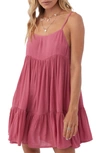 O'neill Rilee Crinkle Tiered Cover-up Dress In Berry