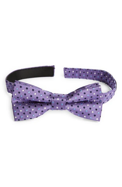Nordstrom Kids' Hoyte Dot Silk Blend Pre-tied Bow Tie In Purple