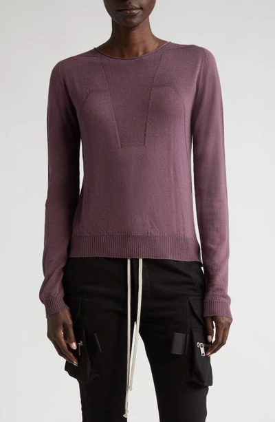 Rick Owens Stitch Detail Wool Sweater In Amethyst