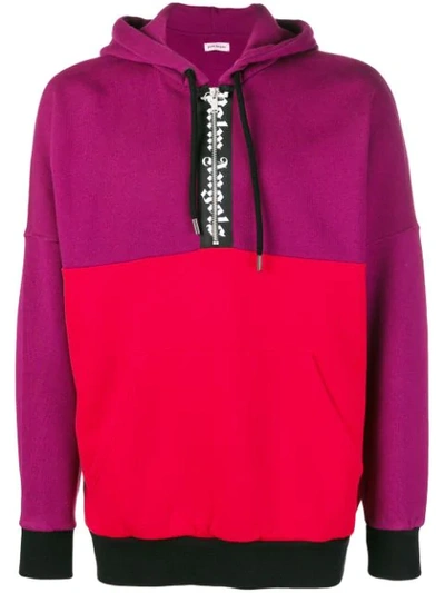 Palm Angels Color Block Hoodie In Purple | ModeSens