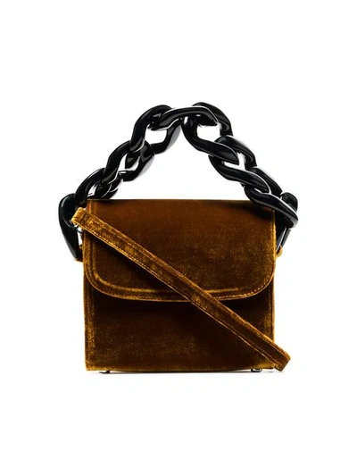 Marques' Almeida Marques'almeida Brown Chain-embellished Velvet Cross-body Bag