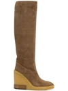 Tod's Wedge High Boots In Neutrals