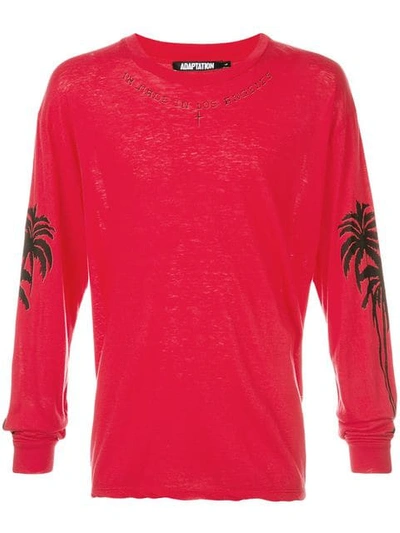 Adaptation Palm Printed Tee In Red
