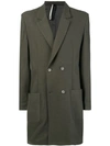 Low Brand Double Breasted Midi Coat In Green