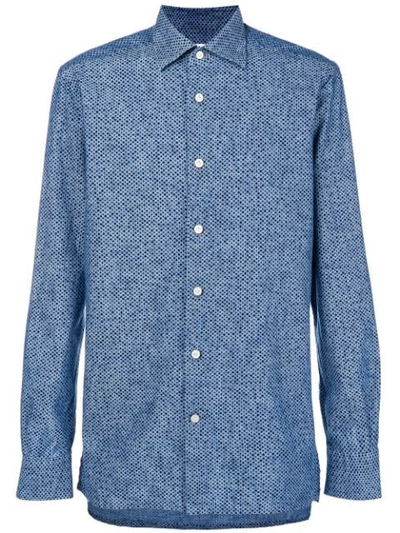 Kiton Micro Dot Shirt In Blue