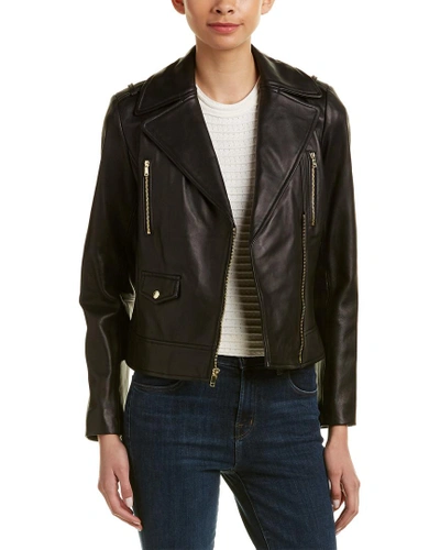 Cole Haan Leather Moto Jacket In Nocolor
