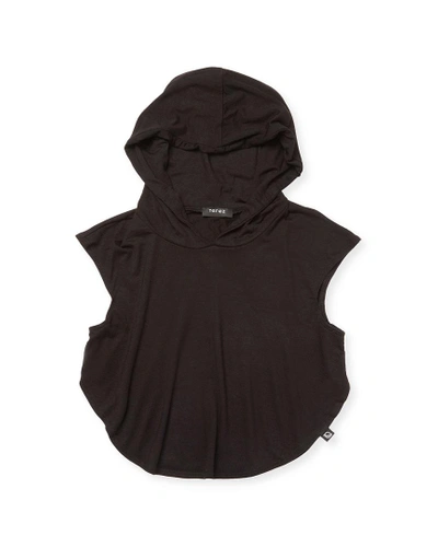 Terez Hooded Crop Top In Nocolor