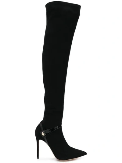 Giorgio Armani Stiletto Knee Boots In Black