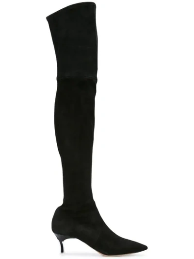 Casadei Over-the-knee Pointed Toe Boots In Black