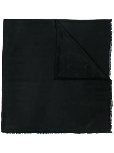 Emporio Armani Frayed Logo Scarf - Black