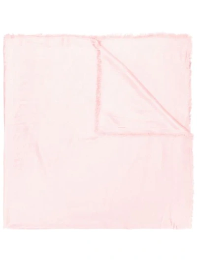 Emporio Armani Frayed Logo Scarf - Pink