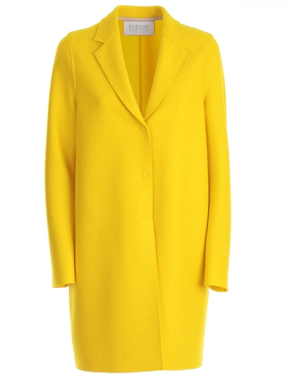 Harris Wharf London Concealed Fastening Coat In Yellow