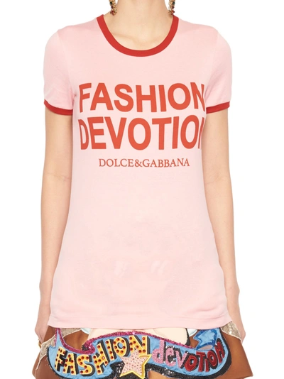 Dolce & Gabbana 'fashion Devotion' T-shirt In Pink
