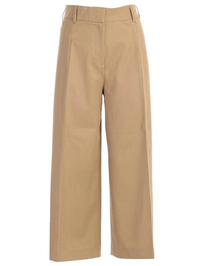 Twinset Cropped Tailored Trousers In Camel