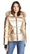 Sam Blake Short Down Jacket With Fur In Gold