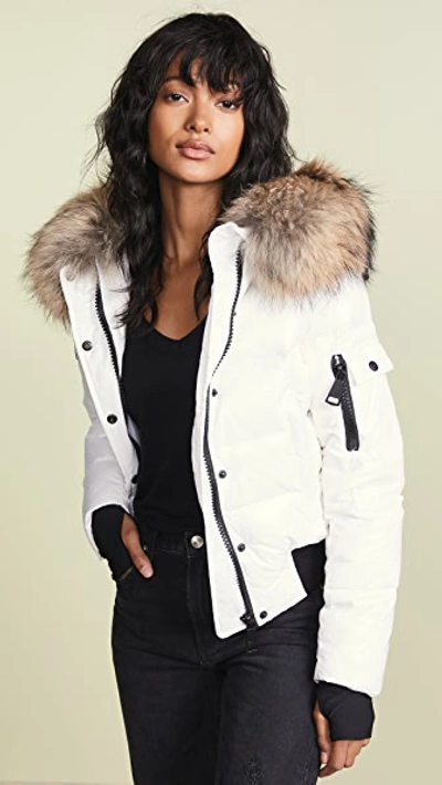 Sam. Skyler Short Down Jacket With Fur In Marshmallow | ModeSens