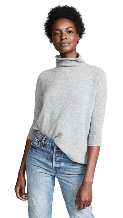 James Perse Cashmere Boxy Oversized Turtleneck In Heather Grey