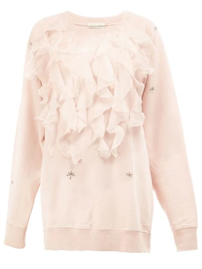 Faith Connexion Embellished Ruffled Cotton Sweatshirt, Pink In Light Pink