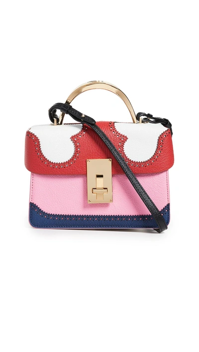 The Volon Data Alice Leather Top Handle Bag - Red In Red/ White