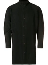 Issey Miyake Homme Plissé  Pleated Long-sleeve Shirt - Black