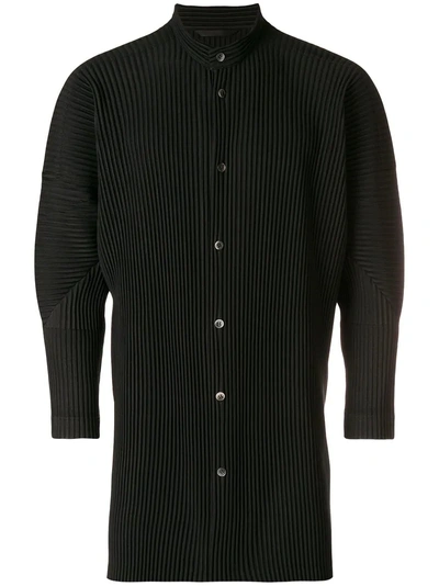 Issey Miyake Homme Plissé  Pleated Long-sleeve Shirt - Black
