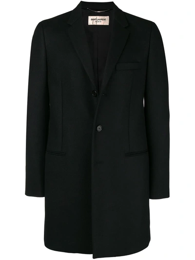 Saint Laurent Single Breasted Formal Coat In Black