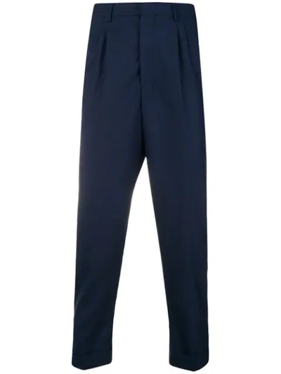 Ami Alexandre Mattiussi Cropped Tapered Trousers In Blue