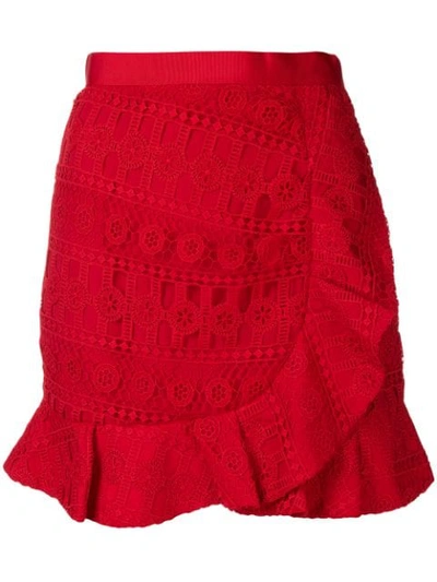 Self-portrait Asymmetric Ruffled Dress In Red