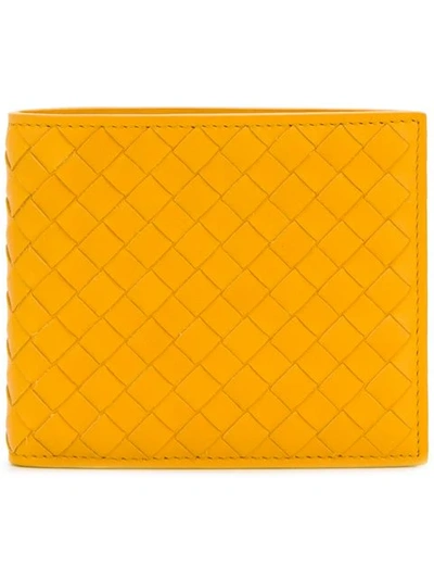 Bottega Veneta Intrecciato Weave Bi-fold Wallet - Orange
