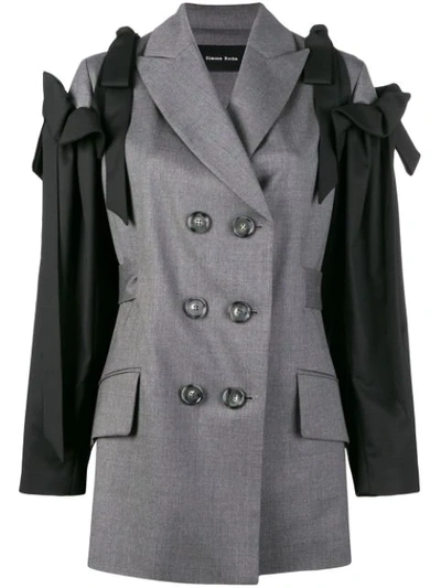 Simone Rocha Double Breasted Bow Sleeve Jacket In Grey