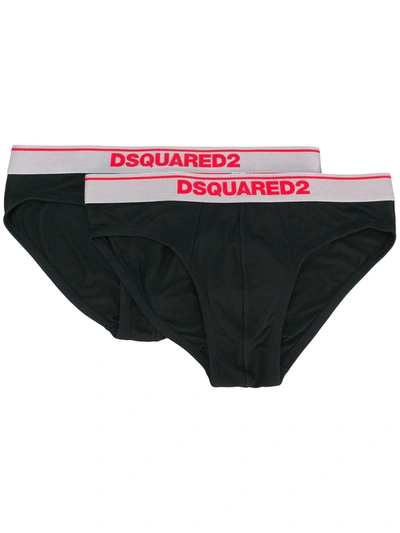 Dsquared2 Logo Waist Briefs Two-pack In Black