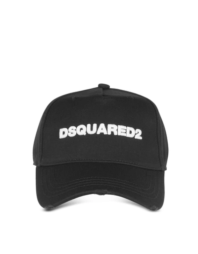 Dsquared2 Embroidered Logo Gabardine Baseball Cap In Black
