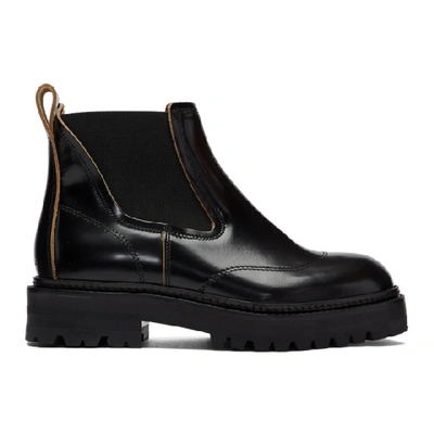 Marni Black Treaded Chelsea Boots In 00n99 Black