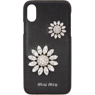 Miu Miu Black Madras Flower Iphone X Case In F0632 Black