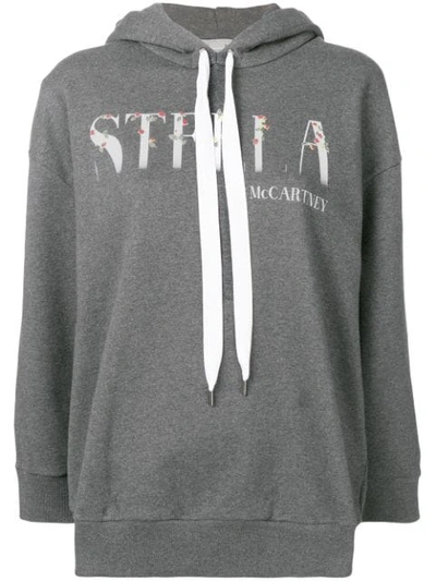 Stella Mccartney Logo Patch Hooded Sweater In Grey