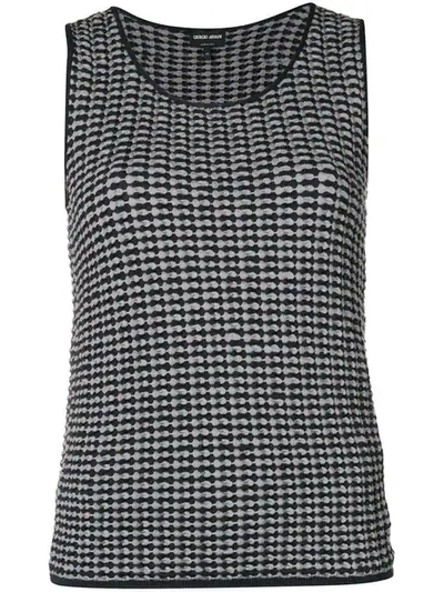 Giorgio Armani Embroidered Sleeveless Sweater In Grey