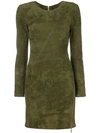 Arma Side Zip Fitted Mini Dress - Green