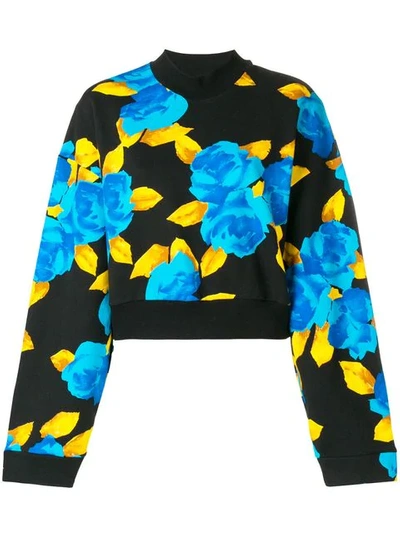 Msgm Cropped Jersey Sweater In Black