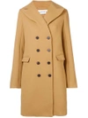 Carven Double Breasted Coat In Neutrals