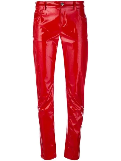 Wandering Varnished Slim Trousers In Red